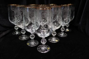 BOHEMIA CRYSTAL CRYSTALEX QUEENS PIZZO INCISO 10 CALICI DA TÈ GHIACCIATO ALTEZZA 7 1/2" - Foto 1 di 9