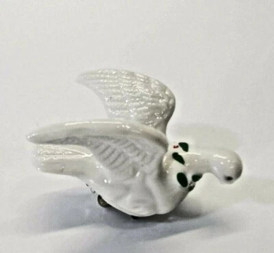 KSD VINTAGE Silvestri Cerámica Clip En Acebo e Hiedra Paloma Voladora Adorno Decoración Usado en Excelente Condición Foto 1 de 4