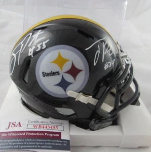 Joey Porter Jr Joey Porter Sr Pittsburgh Steelers Dual Signed Speed Mini Helmet - Picture 1 of 4