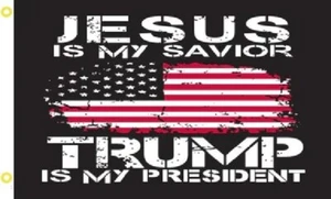 5X8 FT DONALD TRUMP 2024 JESUS IS MY SAVIOR! HUGE FLAG BANNER 100D - Picture 1 of 3