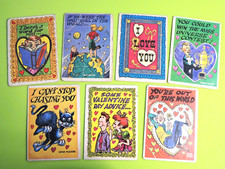 Vintage Topps Funny Valentine Trading Cards - Lot of 9 Cards - 1960’s