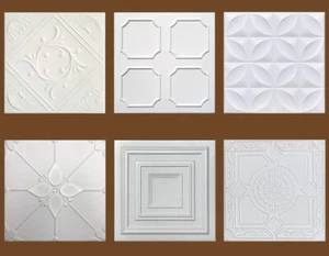 "Azulejos de techo, pegamento, espuma de poliestireno, 20"" x 20", BLANCOS, ¡Elección de diseño! - Imagen 1 de 10