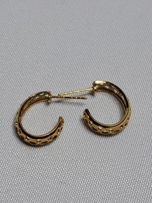 Brincos vintage folheados a ouro amarelo 10 quilates design filagrana argolas parciais - Imagem 1 de 4