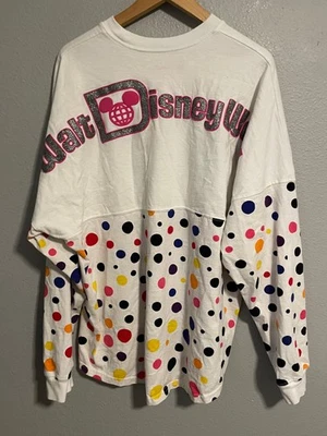 Camiseta deportiva Walt Disney World Spirit para mujer XL lunares blancos brillo LEER Foto 1 de 4