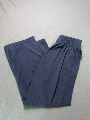 Calça Halara Feminina Pequena Pequena Linho Azul Casual Cintura Alta Perna Larga - Imagem 1 de 4