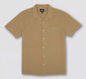 Volcom Men's Hobarstone Classic Fit Short Sleeve Shirt Color Sand Brown NWT - Picture 1 of 3