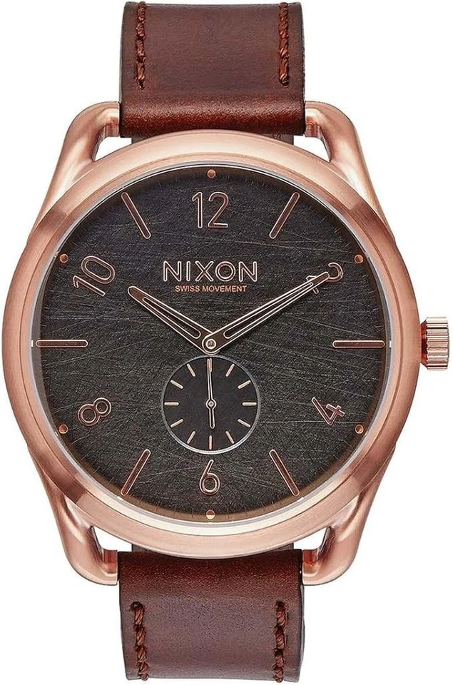 Nixon Men's C45 A4651890 Brown Leather Swiss Quartz Watch