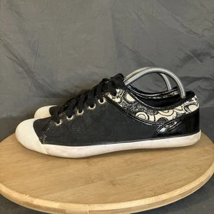 Coach Zorra Sneaker Women's 10/41 Black Canvas/Patent Leather Signature Shoes - Picture 1 of 11