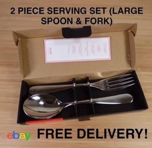 Alessi Nuovo Milano - 2 Piece Serving Set (Large Spoon & Fork) - Picture 1 of 2