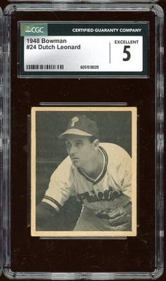 1948 Bowman Baseball #24 Dutch Leonard CGC 5 - Image 1 of 2
