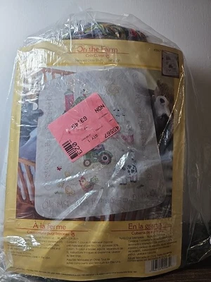 Bucilla On The Farm Crib Cover Stamped Cross Stitch Kit 34"X43" 45567 Prequilted - Image 1 of 4