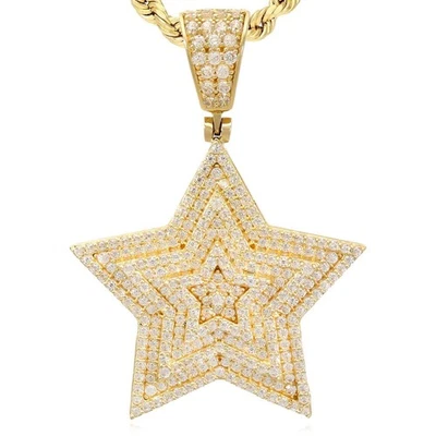 Colgante estrella piedra oro 14K 1,8", 1,6" Foto 1 de 4