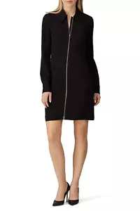 Theory Black Admiral Crepe Zipper Fitted Shirt Work/Office Dress Size 2 NEW!!! - Picture 1 of 8