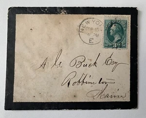 #184 - 3 Cent Green Bank Note, Mourning Envelope, New York to Robbinston, ME - Picture 1 of 3
