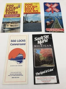 Vintage 1988 Sault St Marie Michigan Lot of 5 Soo Locks Boat Train Tour Brochure - Picture 1 of 9