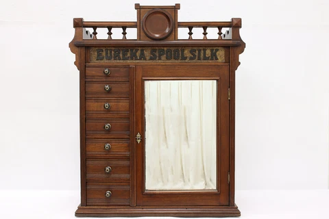 Victorian Eastlake Antique Walnut Sidelock Spool Jewelry Cabinet, Eureka #44458 Cover