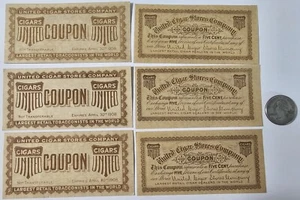 1908 Lot of 6 United Cigar Stores Company, 5 Cent Antique Coupon - Picture 1 of 5
