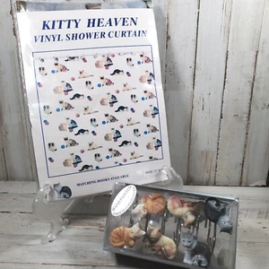 Kitty Cats Himmel Duschvorhang und Harz Duschvorhang Haken 12er Set - Bild 1 von 10