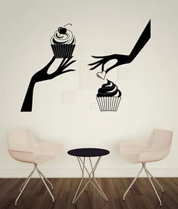 Vinyl Decal Hands with Cupcakes Wall Sticker Bakery Cafe (n1021) - Picture 1 of 3