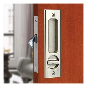 6.3" Brushed Silver Privacy Pocket Door Lock Hardware Invisible Recessed Hand... - Picture 1 of 7