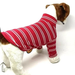 Camiseta para Perros Rosa Oscuro con Brazos Largos, Rayas Blancas, Se Adapta a Perros 16-18" Pecho - Imagen 1 de 5