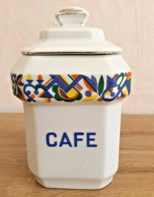 Vintage Multicolored Decor White Porcelain Coffee Pot - Image 1 of 4