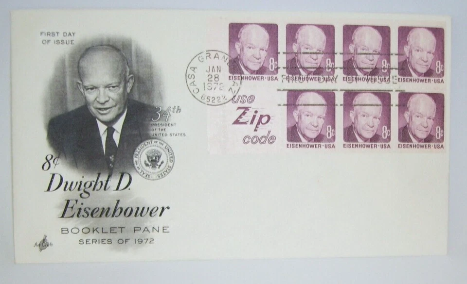 1972 First Day of Issue Dwight D. Eisenhower 34th President Washington DC - Image 1 of 1