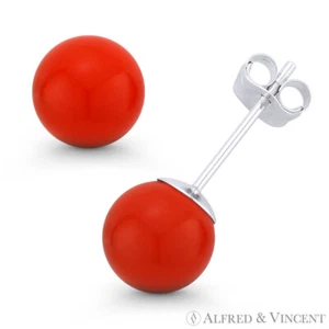 Pendientes de tachuelas de bola de coral naranja de 3 a 10 mm en oro blanco de 14 k 14 kt - Imagen 1 de 1