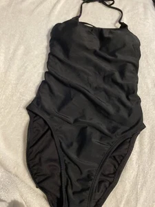 Damen schwarz Time And Tru Nylon Tie Neckholder Einteiler Badeanzug Größe 4-6 - Bild 1 von 4