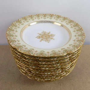 11 Charles Ahrenfeldt Limoges Soup Bowls F. Schultze & Co Gold Snowflake France - Picture 1 of 16