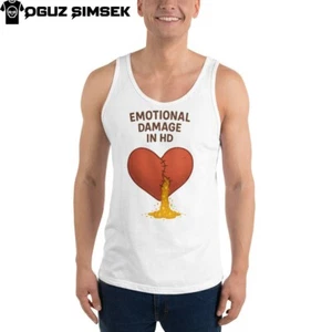Emotional Damage in HD Funny Heartbreak Tank Top | Cute Sad Humor Gift - Picture 1 of 28