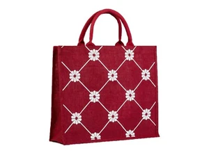 BUSTA SHOPPER IN JUTA A FIORI - 2 COLORI - CASA NEGOZIO CONFEZIONE REGALO - Foto 1 di 3