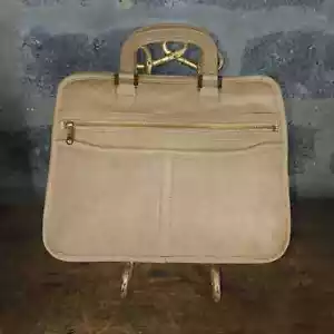 MARY ANN ROSENFELD vintage leather camel brown business brief case bag - Picture 1 of 7
