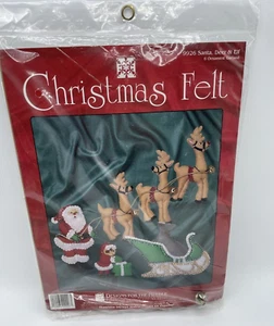 Christmas Craft Kit 9926 NOS Felt Ornament Garland Santa, Deer, Elf Vintage NEW - Picture 1 of 4