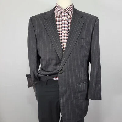 Corneliani Saks Fifth Men's Sport Coat Blazer Two Button Gray Striped Wool 44R - Image 1 of 4