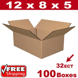 100- 12x8x5 Cardboard Boxes Mailing Packing Shipping Box 32ECT Corrugated Carton - Picture 1 of 1