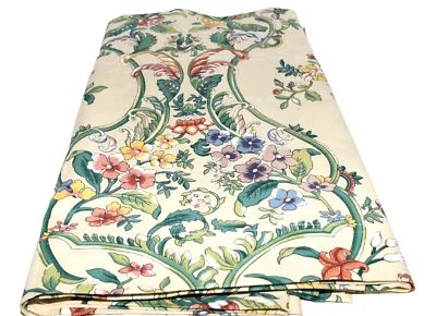 Vintage Cream with Multicolor Floral Cotton Valance 20" High 4 yd 12" Long - Image 1 of 4