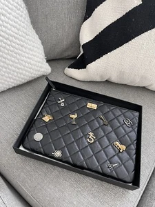 Chanel New AMAZING Black LUCKY CHARMS O-CASE Gold HARDWARE BOX CAMELLIA - Picture 1 of 2