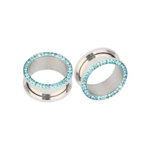 Ear Gauges Silver Stretching Diamond Fashion Gift Plugs Dangle Flesh Tunnels - Picture 1 of 15