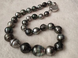 Collana di perle di Tahiti Barocche E Argento 925 - Foto 1 di 7
