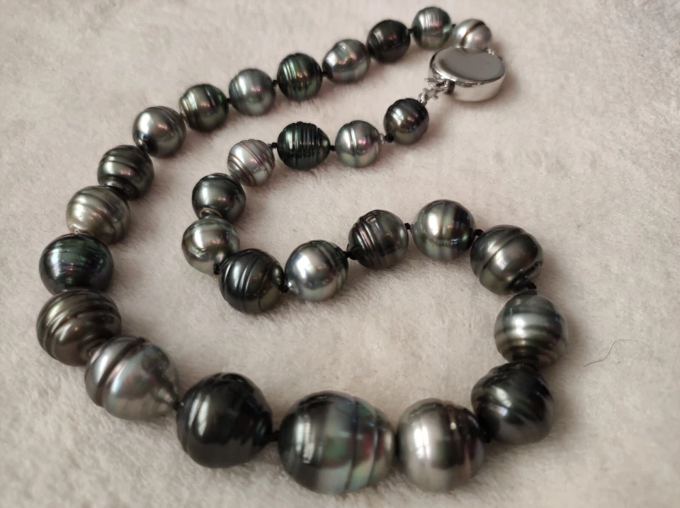 Collana di perle di Tahiti Barocche E Argento 925 - Immagine 1 di 4