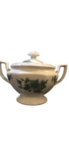 ROSENTHAL Greenhaven Sugar Bowl Lid Handles White Green Flowers Maria no issues - Picture 1 of 1
