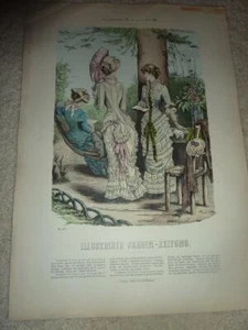 ANTIQUE JULY 1881 LADIES FASHION ILLUSTRATION - FRAUEN-ZEITUNG -GERMANY-PL 475 - Picture 1 of 1