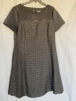 Nuevo con etiquetas Vestido Talla 14 DKNY Negro Dorado Metálico Audaz Flores Corte Rodilla Manga Corta Nuevo Foto 1 de 4
