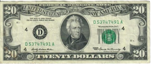1969 20$ FRN - Small portrait - DAK/DMK D53747491A - #15379 - Picture 1 of 2