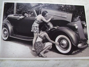 1937 PACKARD VICTORIA WITH MODELS 11 X 17 PHOTO PICTURE - Picture 1 of 1