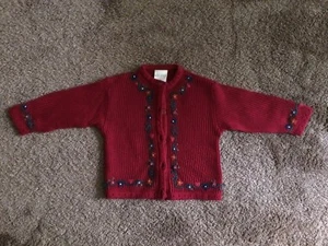 Vtg Laura Ashley Mother & Child Girls Button Wine Swt w/Embroidery size 4-5 yr - Picture 1 of 5
