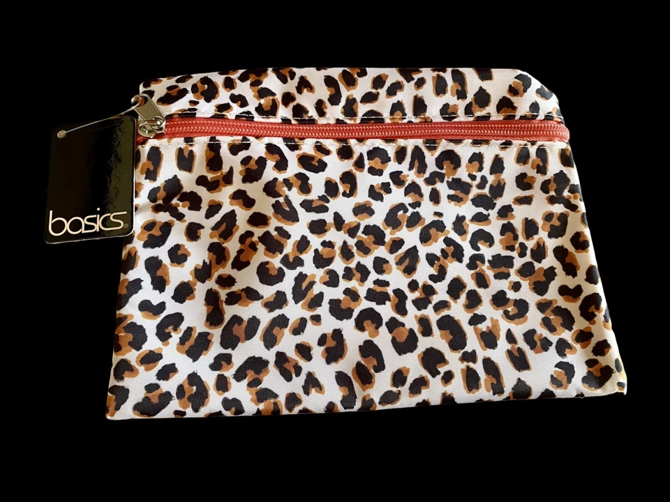 Cosmetic bag leopard print vinyl zip make up  lipstick cosmetics - Image 1 of 1