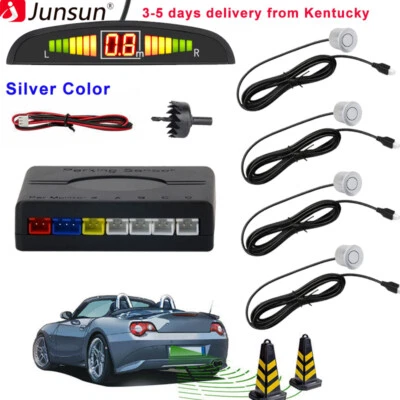 Car Reverse Parking Sensor Rear 4 Sensors LCD Display Audio Buzzer Alarm Kit USA - Image 1 of 4