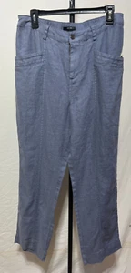 Nicole Miller Women Linen Grey Pants Large Elastic Waist Wide Leg New NWT - Picture 1 of 5